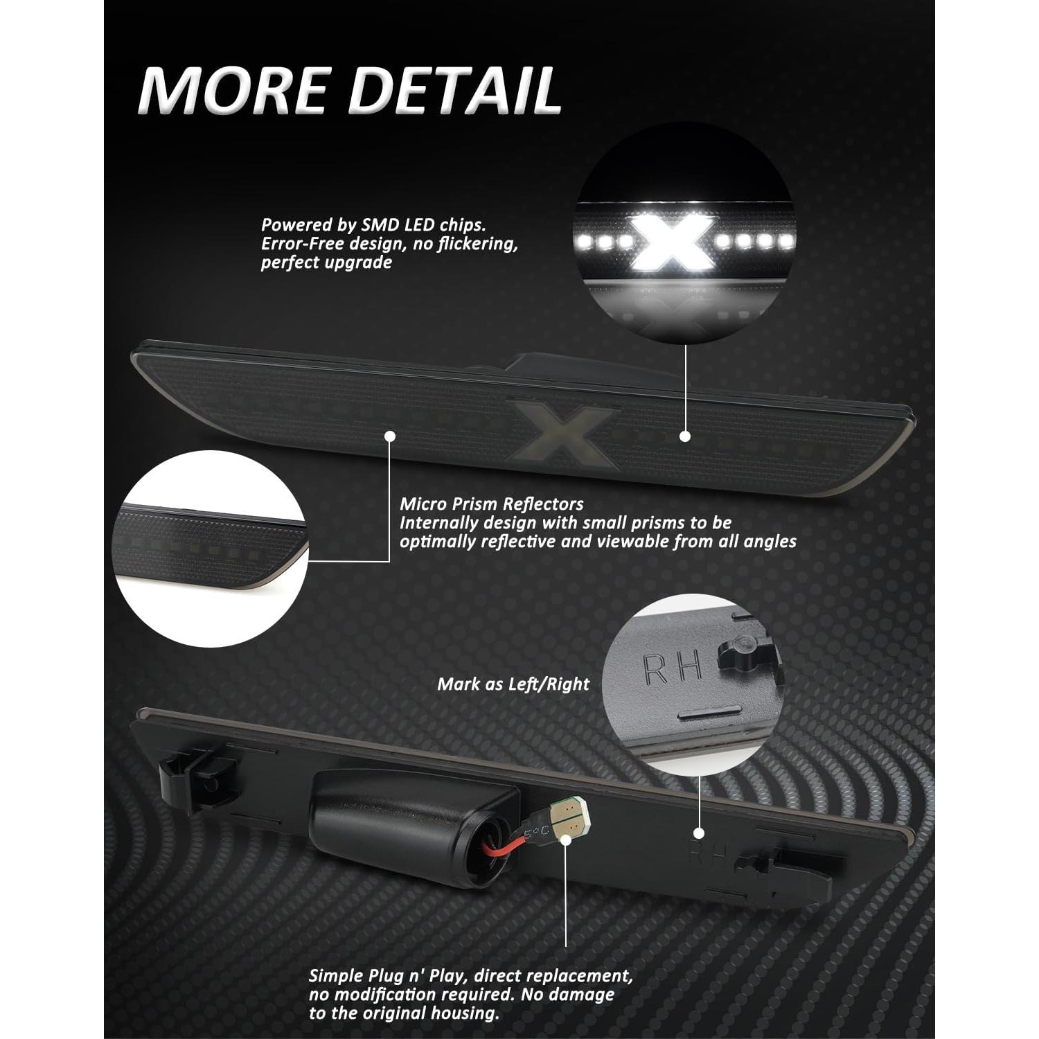 Luces de Marcador Lateral Bestview para Ford Mustang 2015-2023