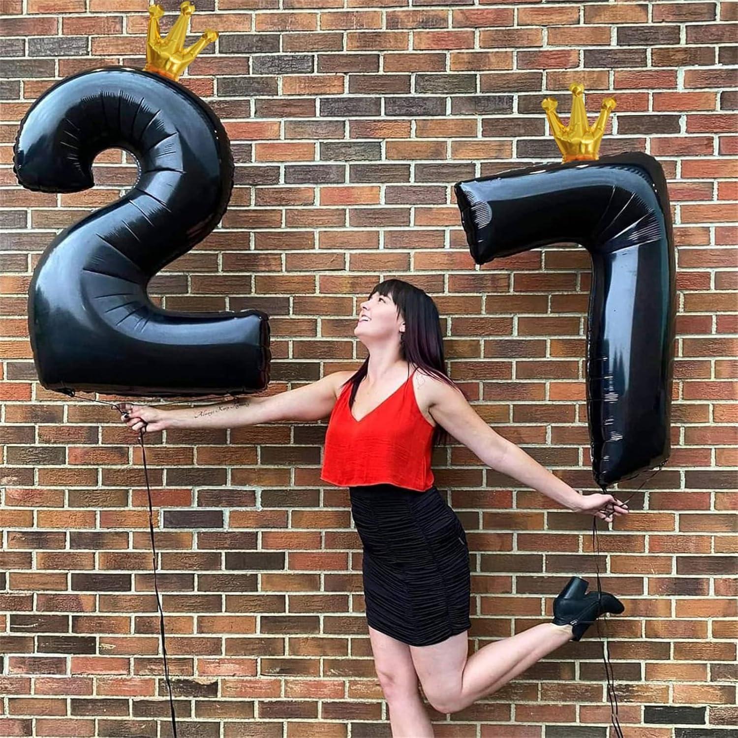 Globo de Número 2 40 cm Negro de Aluminio para Fiestas