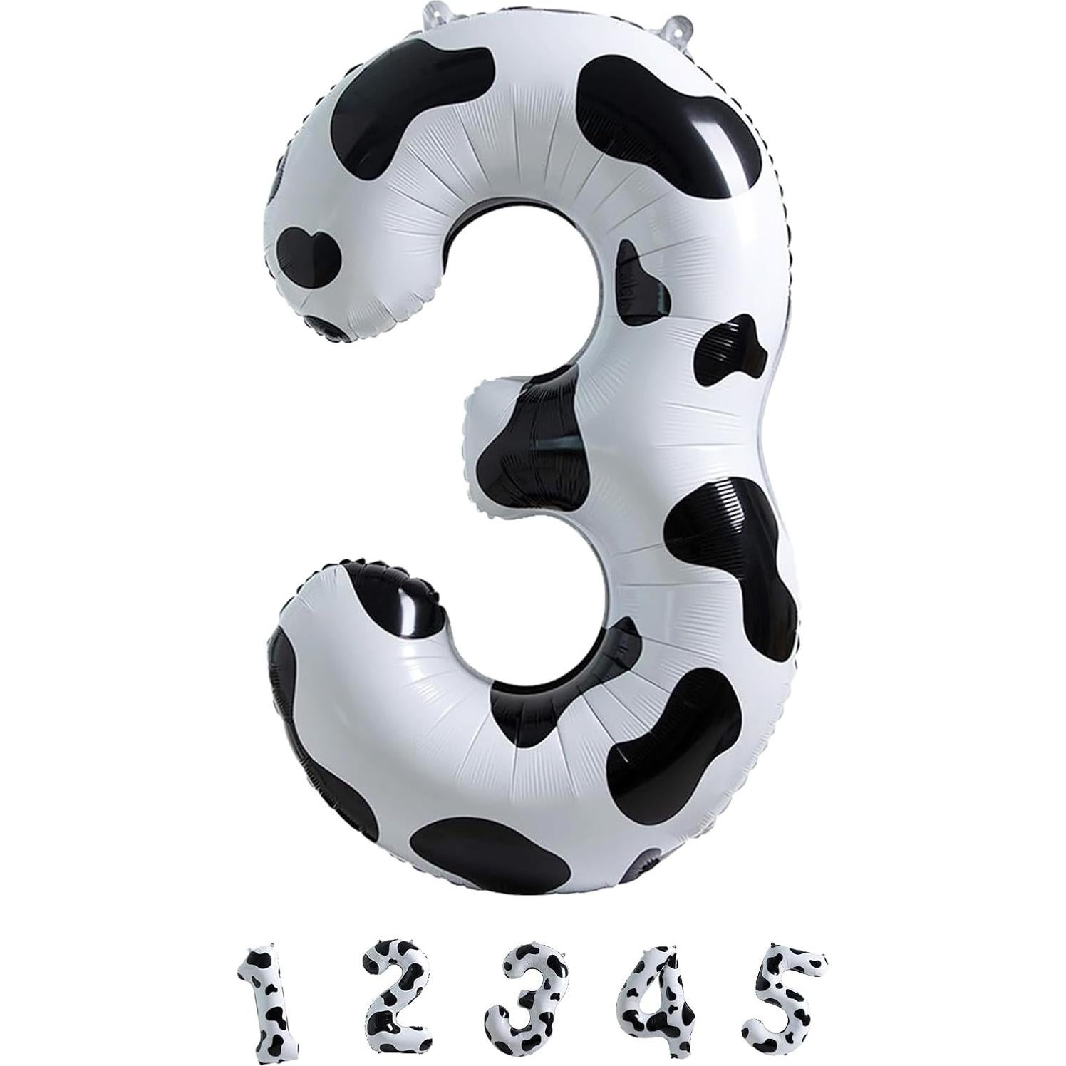 Globo Número 3 Grande 101.6 cm Impresión de Vaca Decoración