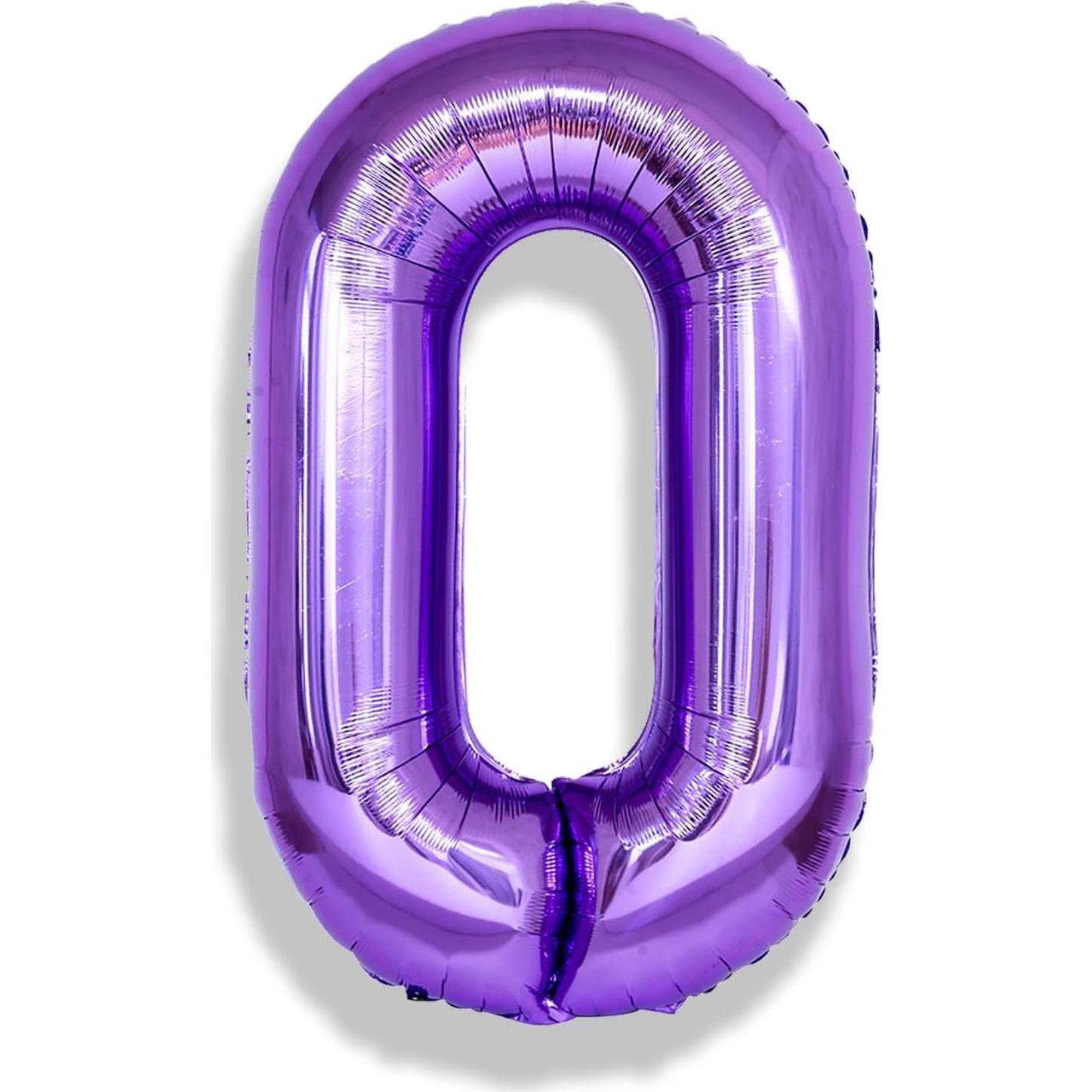 Globo de Número 0 Morado 101,6 cm Autoinflable para Fiestas