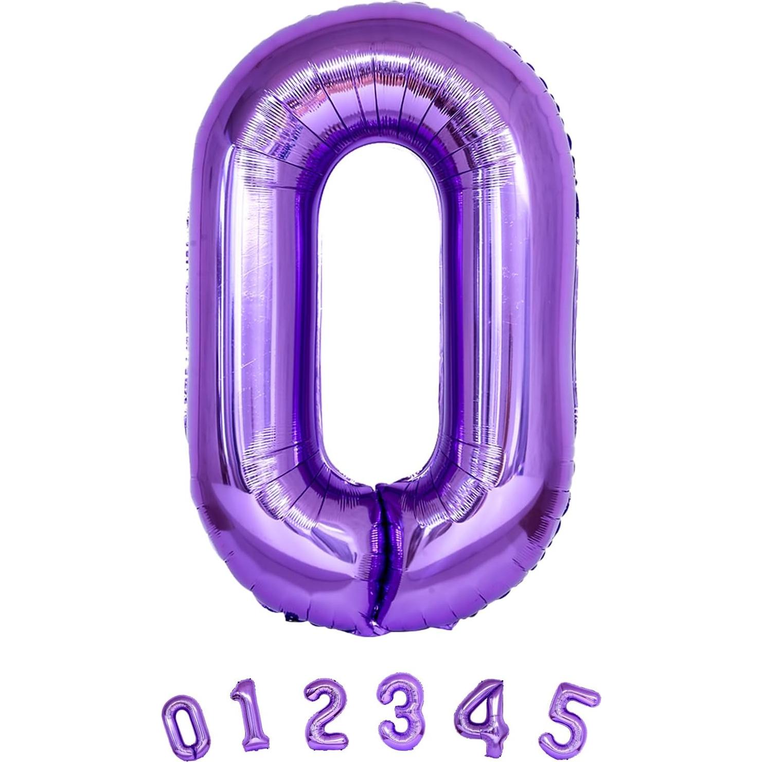 Globo de Número 0 Morado 101,6 cm Autoinflable para Fiestas