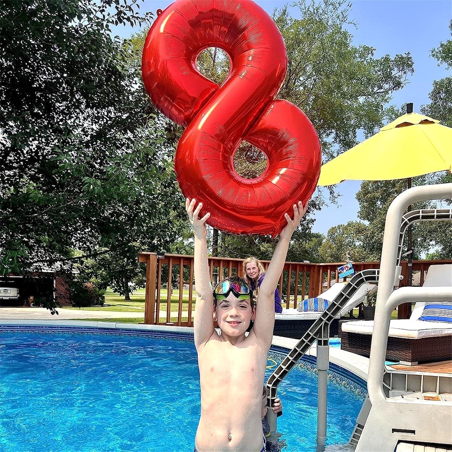 Globo Número 8 Rojo 101,6 cm Autoinflable para Fiestas