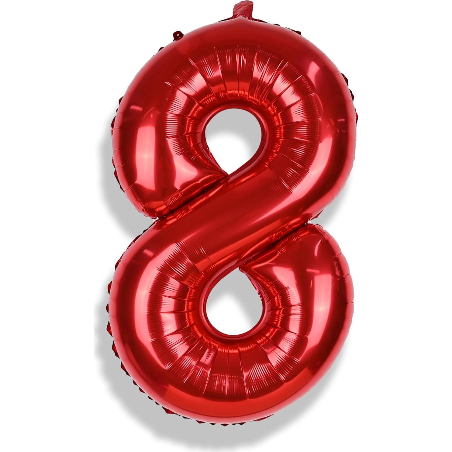 Globo Número 8 Rojo 101,6 cm Autoinflable para Fiestas