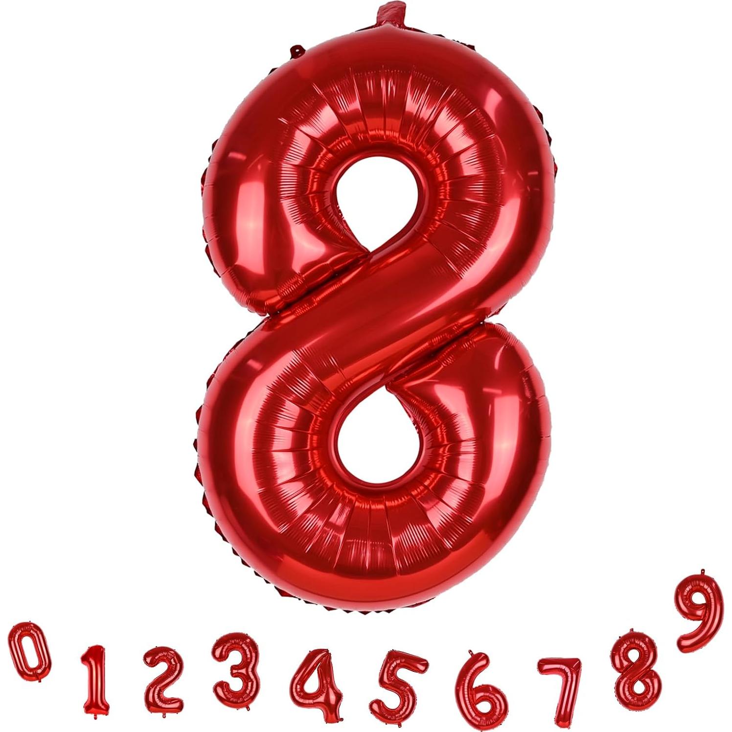Globo Número 8 Rojo 101,6 cm Autoinflable para Fiestas