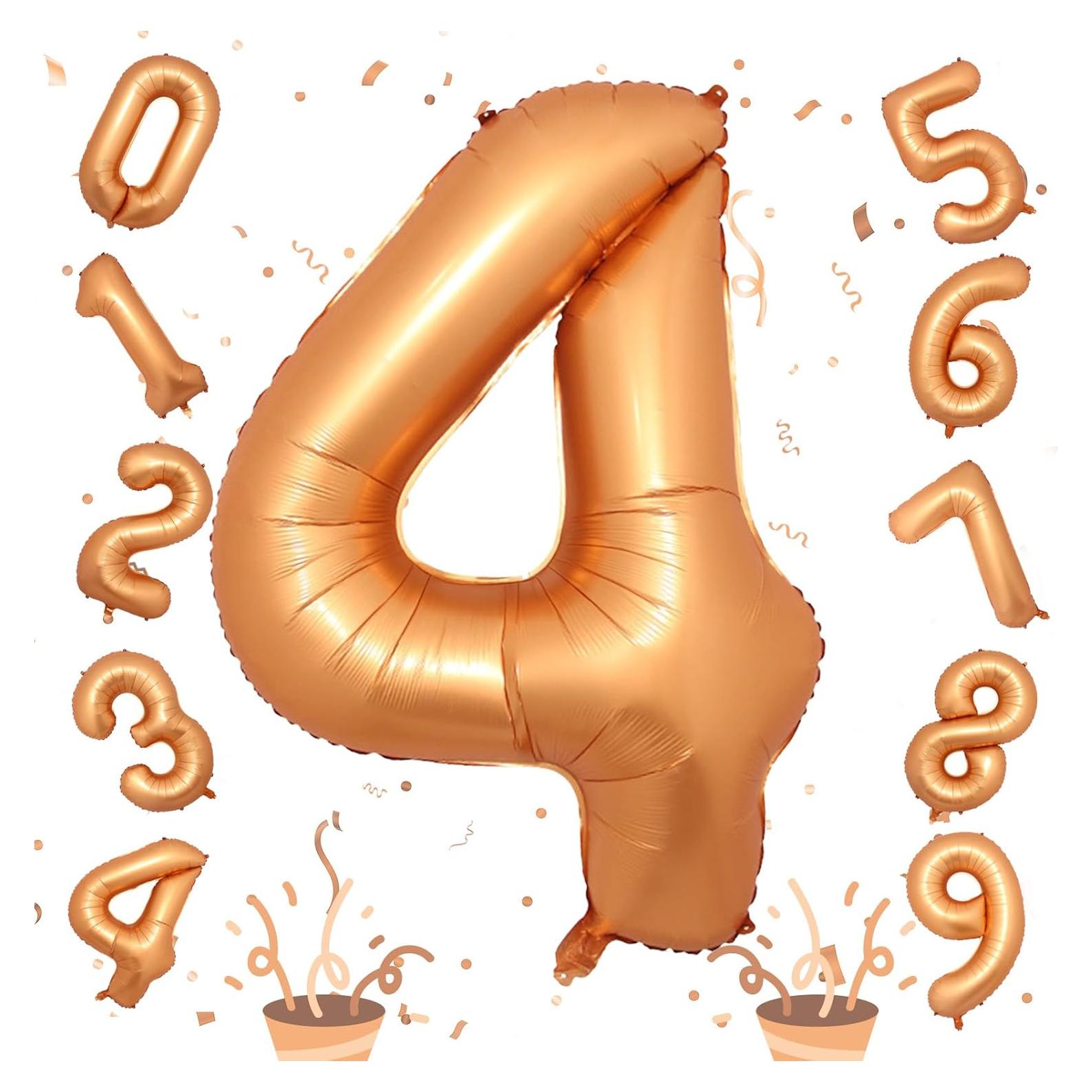 Globo de Número 4 Naranja 101,6 cm Aluminio Decoración