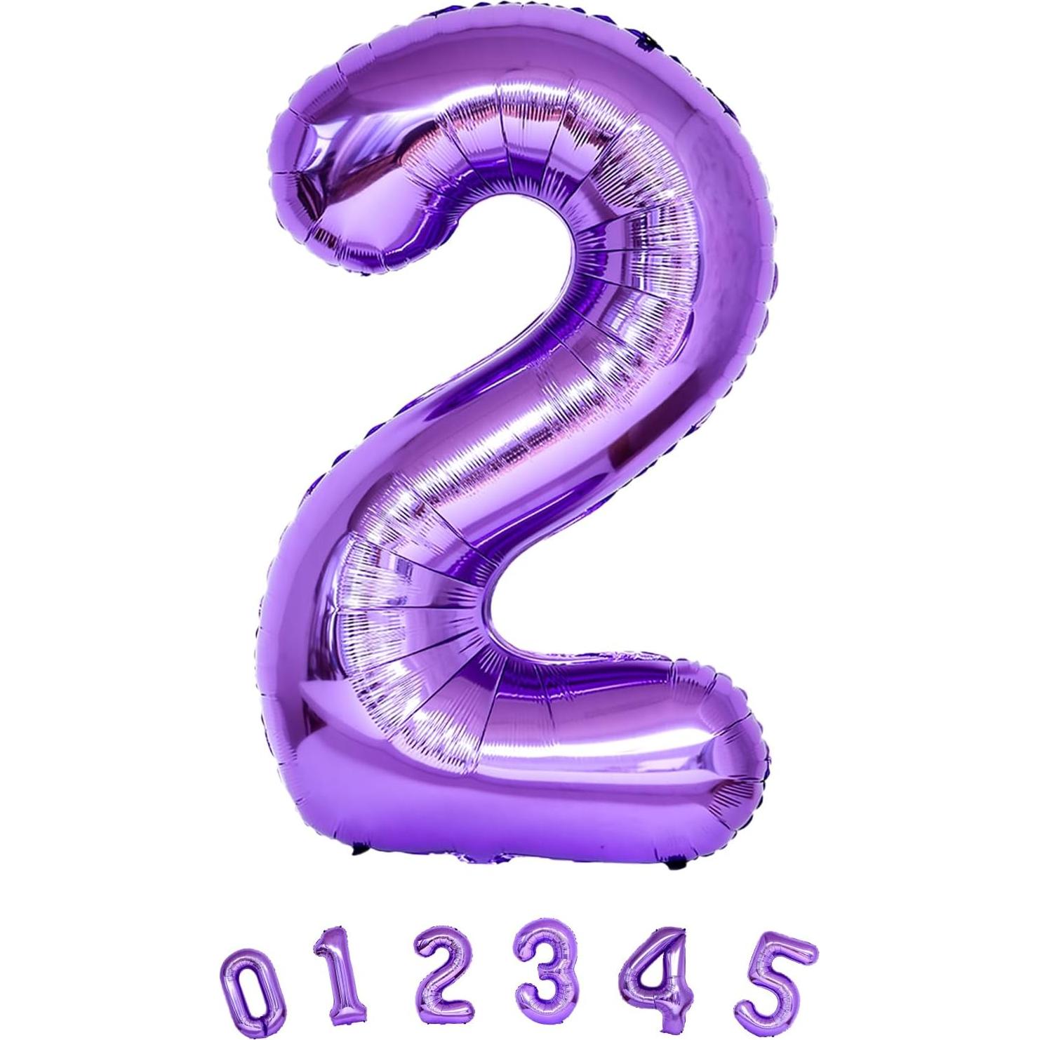 Globo de Número 2 Morado 101,6 cm para Cumpleaños