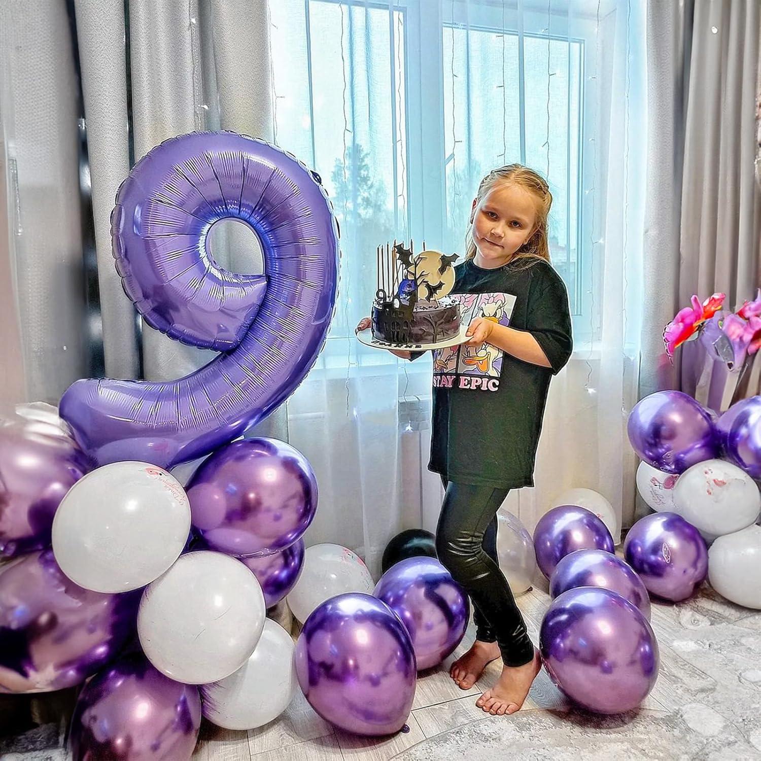 Globo de Número 9 Púrpura 101,6 cm Autoinflable para Fiestas