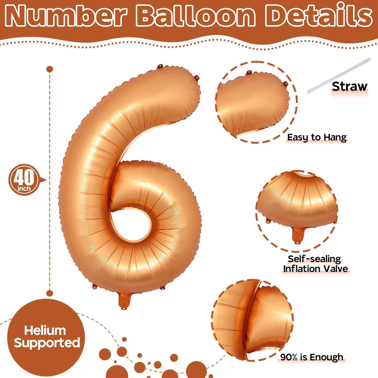 Globo Gigante Naranja 6 Autoinflable 100 cm para Fiestas