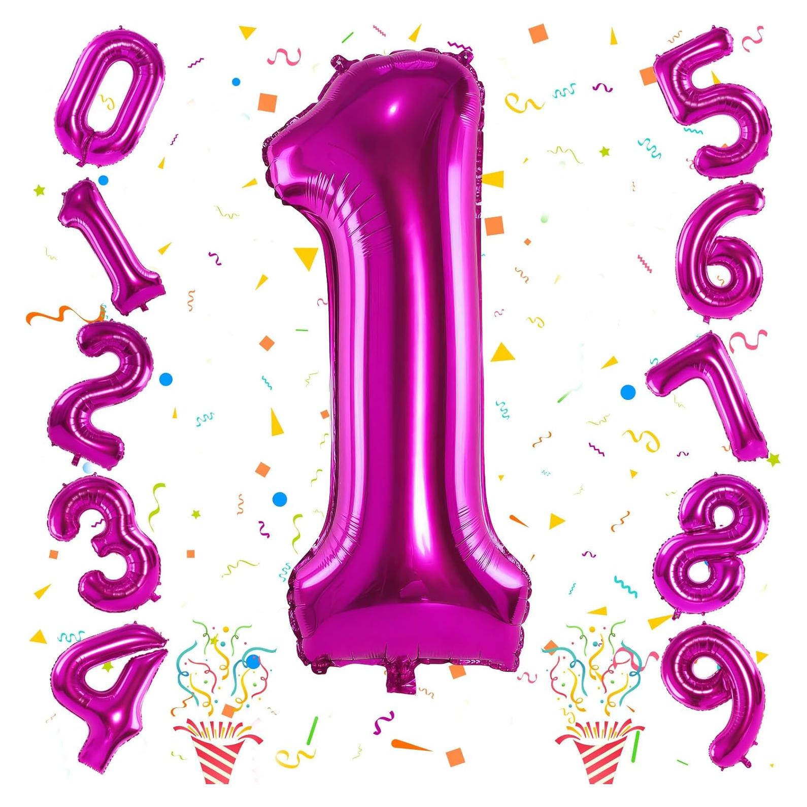 Globo Número 1 Rosa Fucsia 101,6 cm para Cumpleaños
