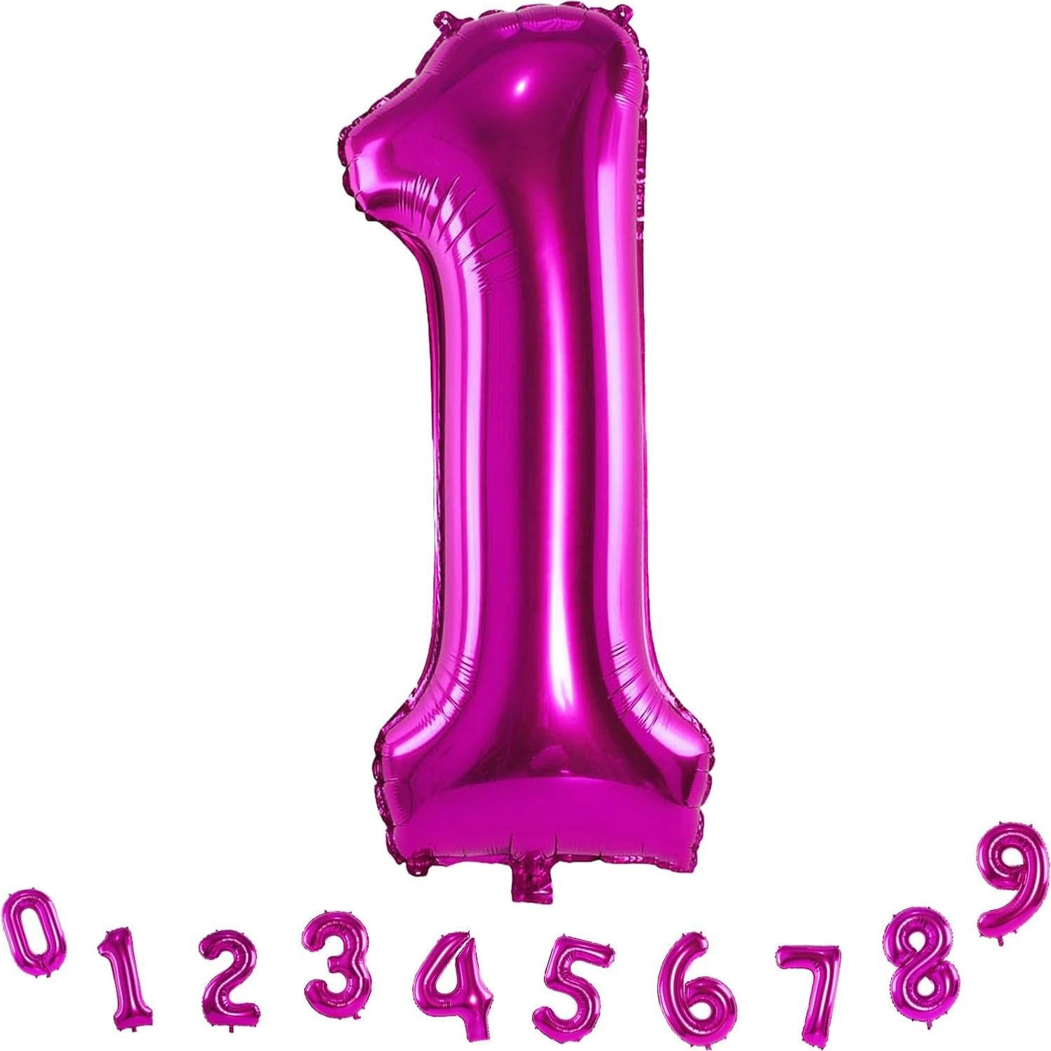 Globo Número 1 Rosa Fucsia 101,6 cm para Cumpleaños