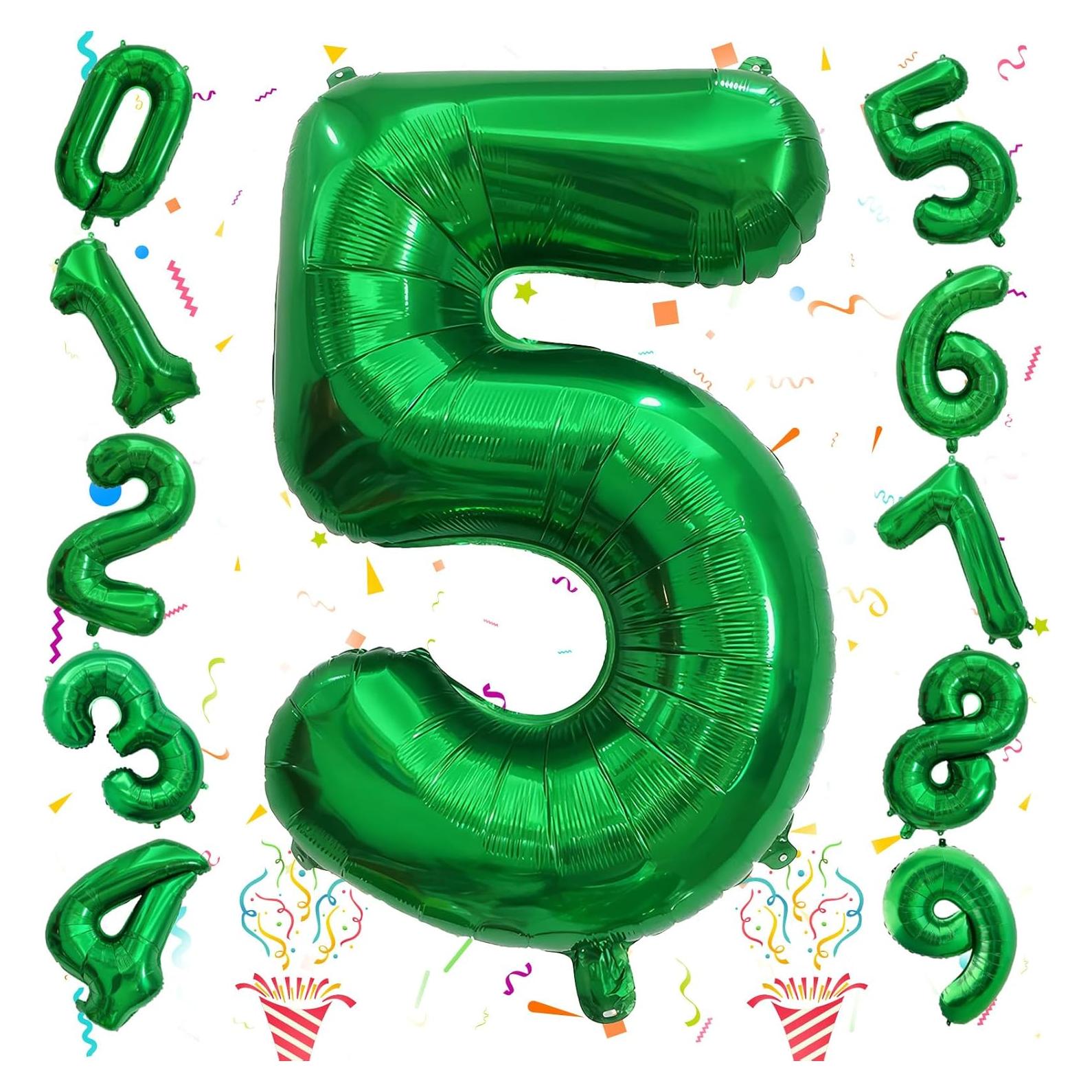 Globo Número 5 Verde Oscuro 101,6 cm Aluminio Autoinflable