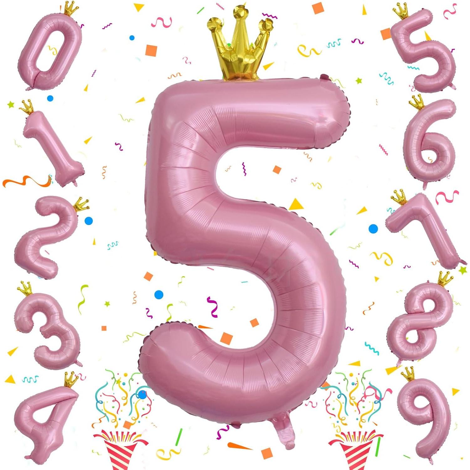 Globo de Número 5 Rosa Pastel 101.6 cm Aluminio Fiesta
