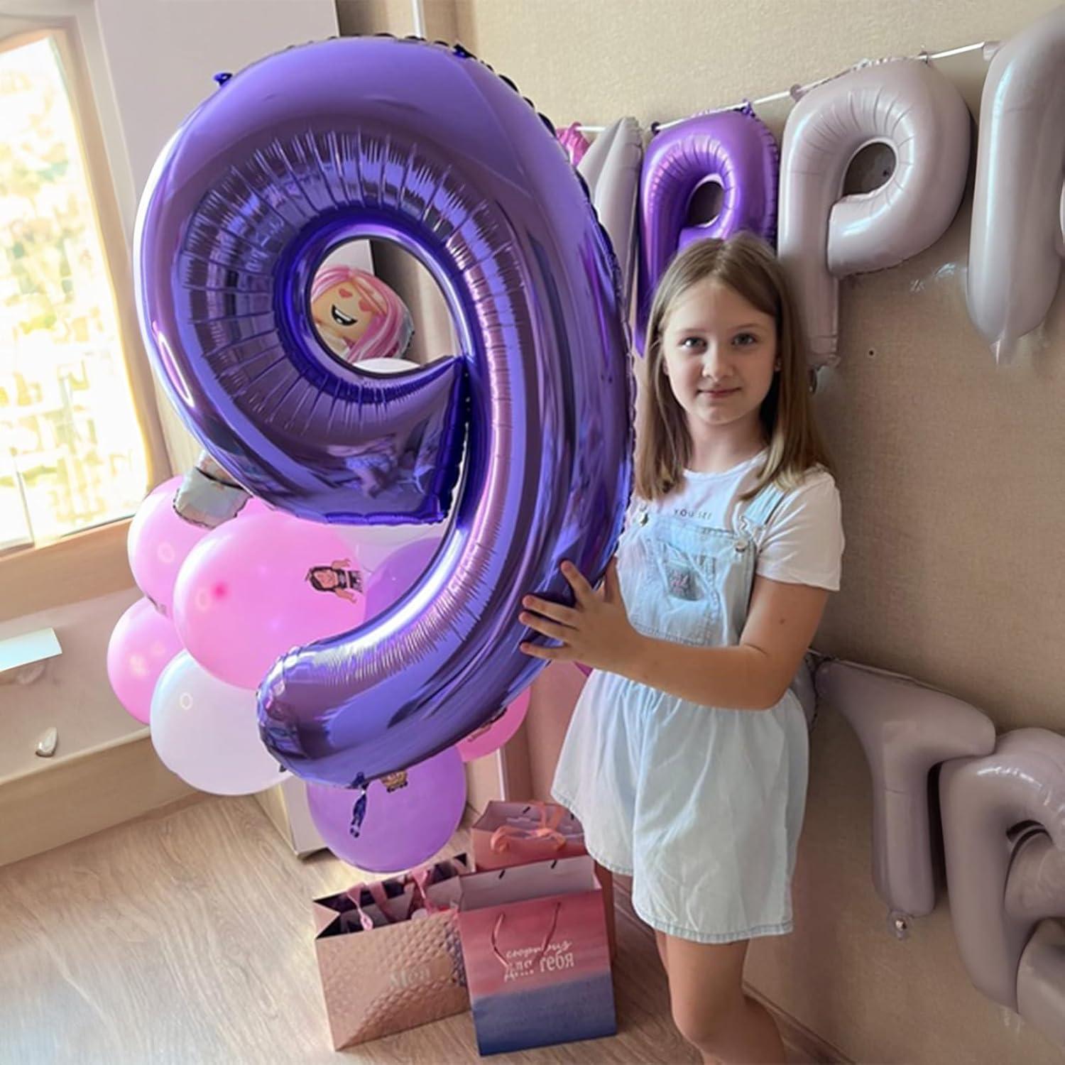 Globo Número 6 Morado 101,6 cm para Cumpleaños Niñas