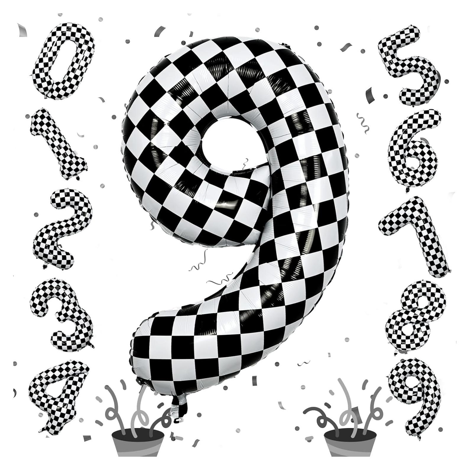 Globo Número 9 Cuadros 100 cm Foil para Cumpleaños