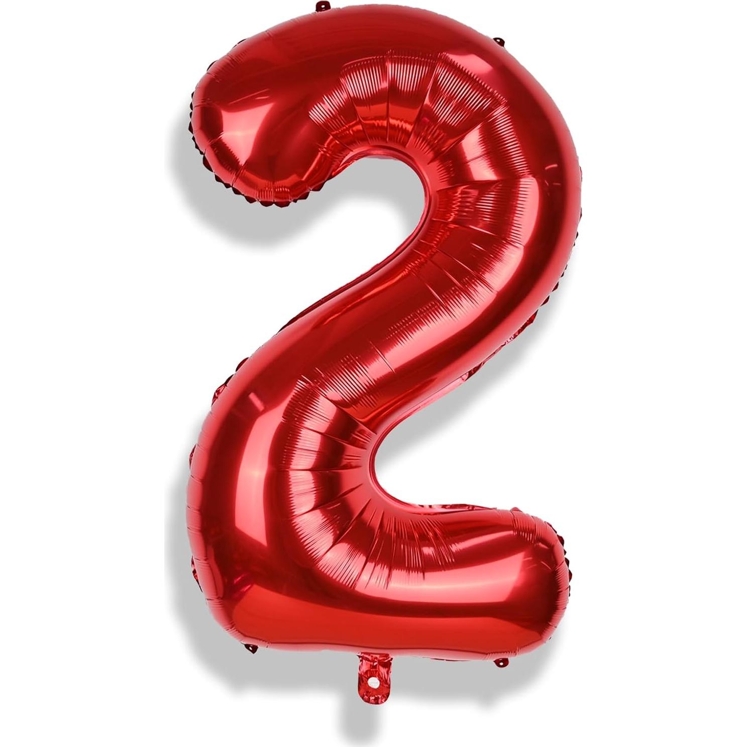 Globo de Número 2 Rojo 101,6 cm para Cumpleaños y Eventos