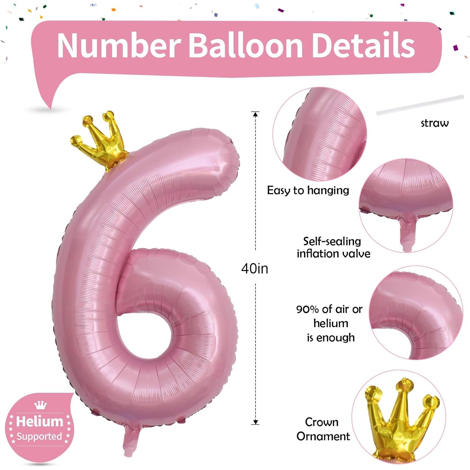 Globo de Número 6 Rosa Claro 101,6 cm para Fiestas