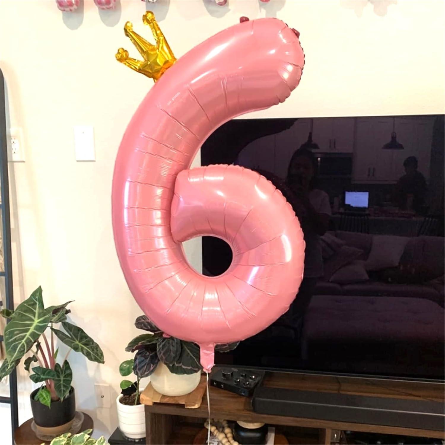 Globo de Número 6 Rosa Claro 101,6 cm para Fiestas