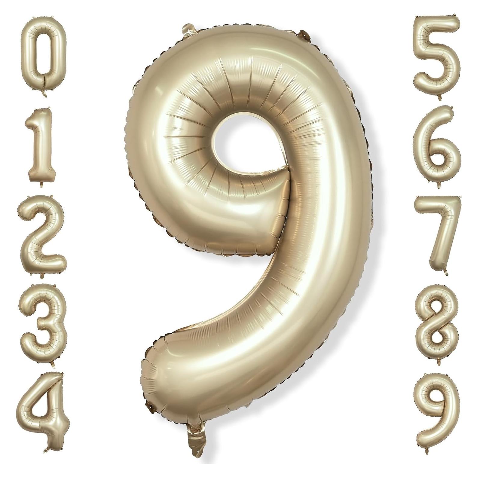 Globo Número 9 Dorado Metálico 101,6 cm para Fiestas