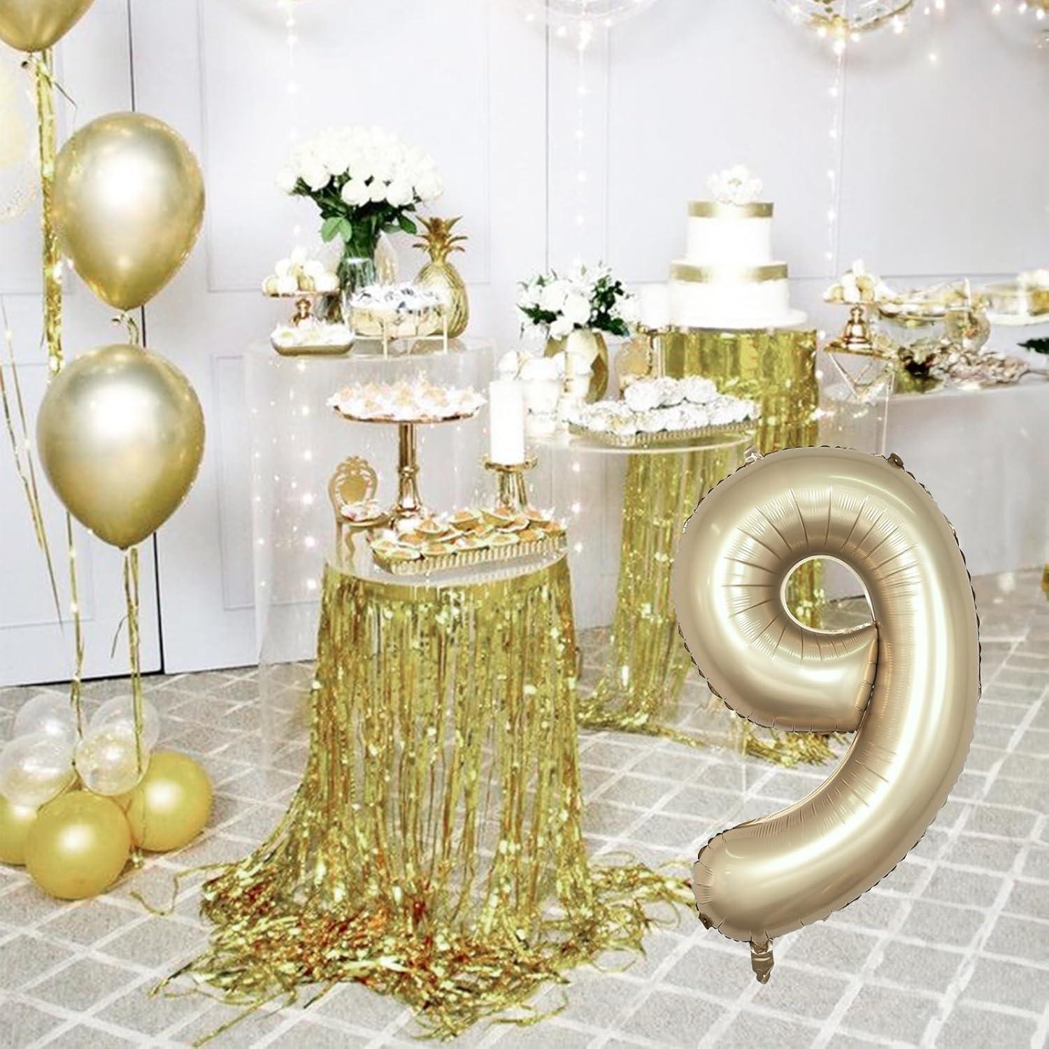 Globo Número 9 Dorado Metálico 101,6 cm para Fiestas