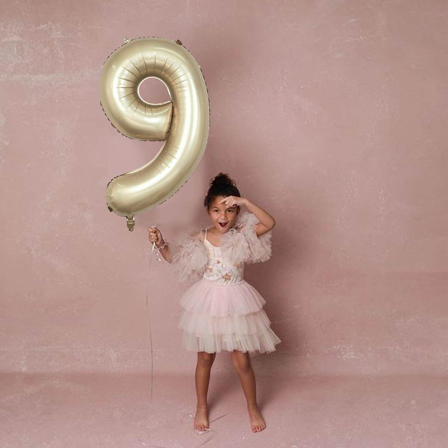 Globo Número 9 Dorado Metálico 101,6 cm para Fiestas