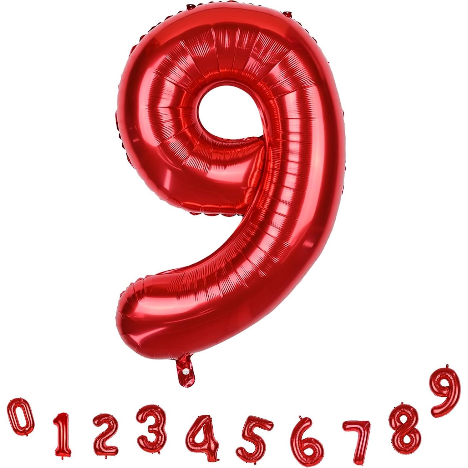 Globo Gigante Número 9 Rojo 101,6 cm para Cumpleaños