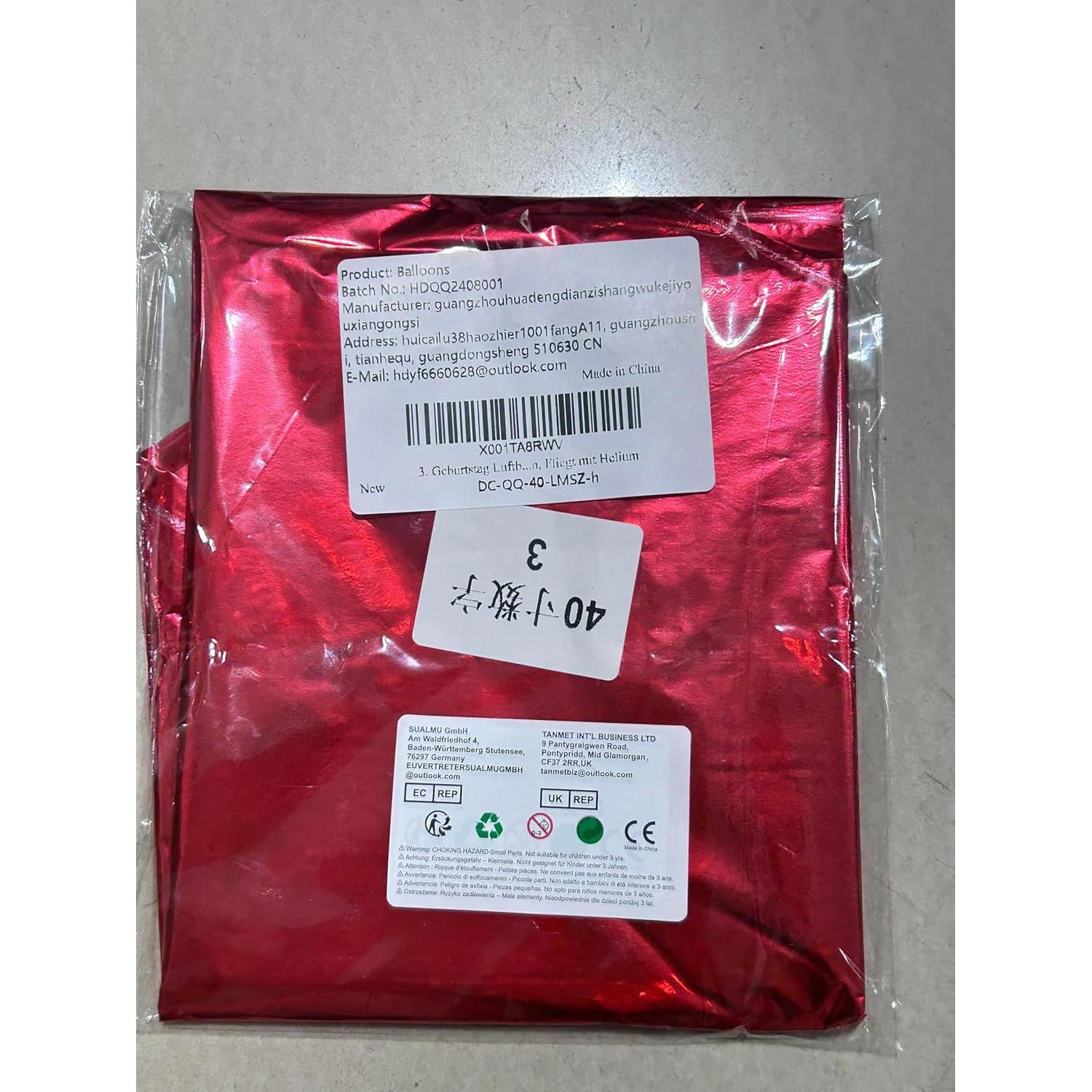 Globo Gigante Número 9 Rojo 101,6 cm para Cumpleaños