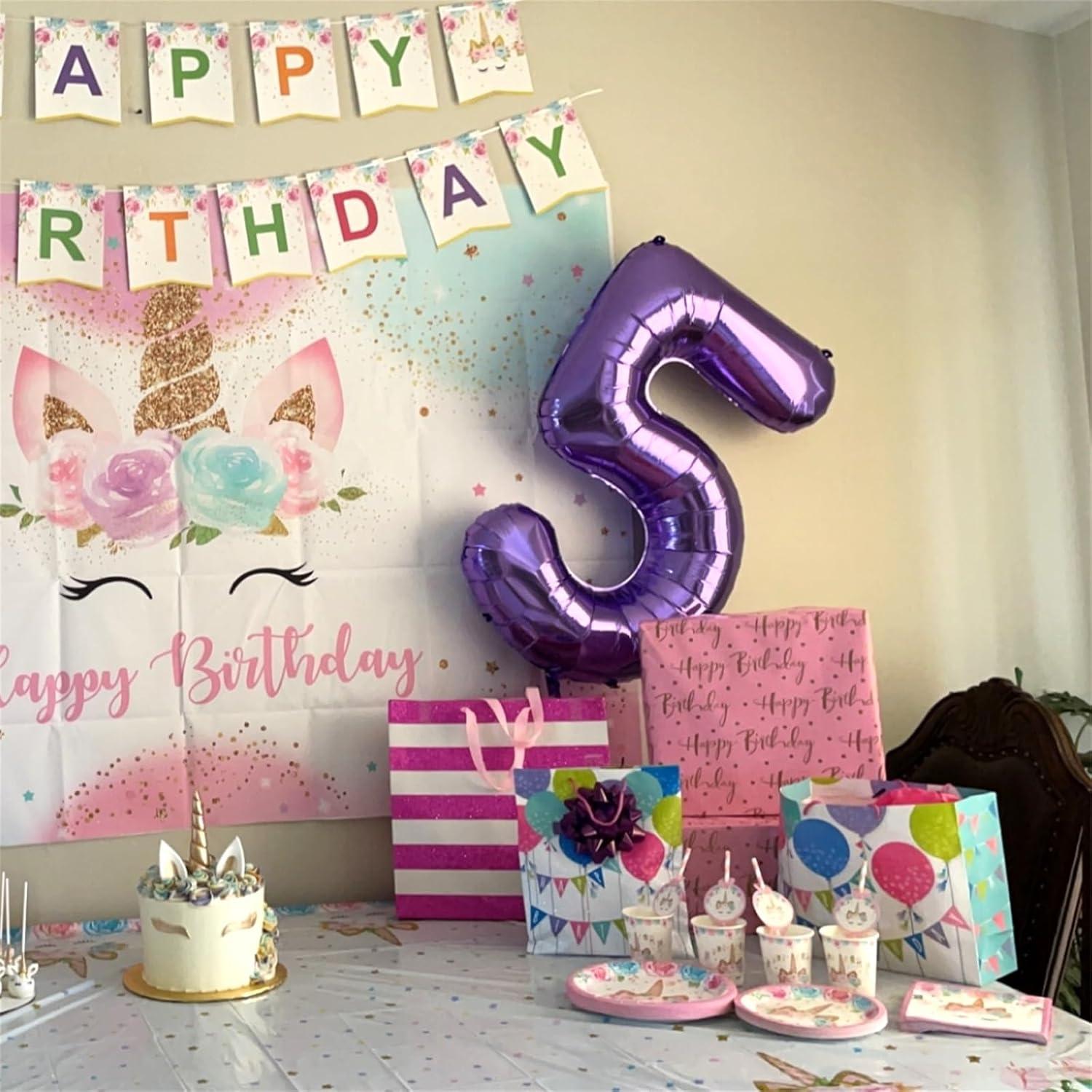 Globo de Número 5 Púrpura 101,6 cm Autoinflado Isndare