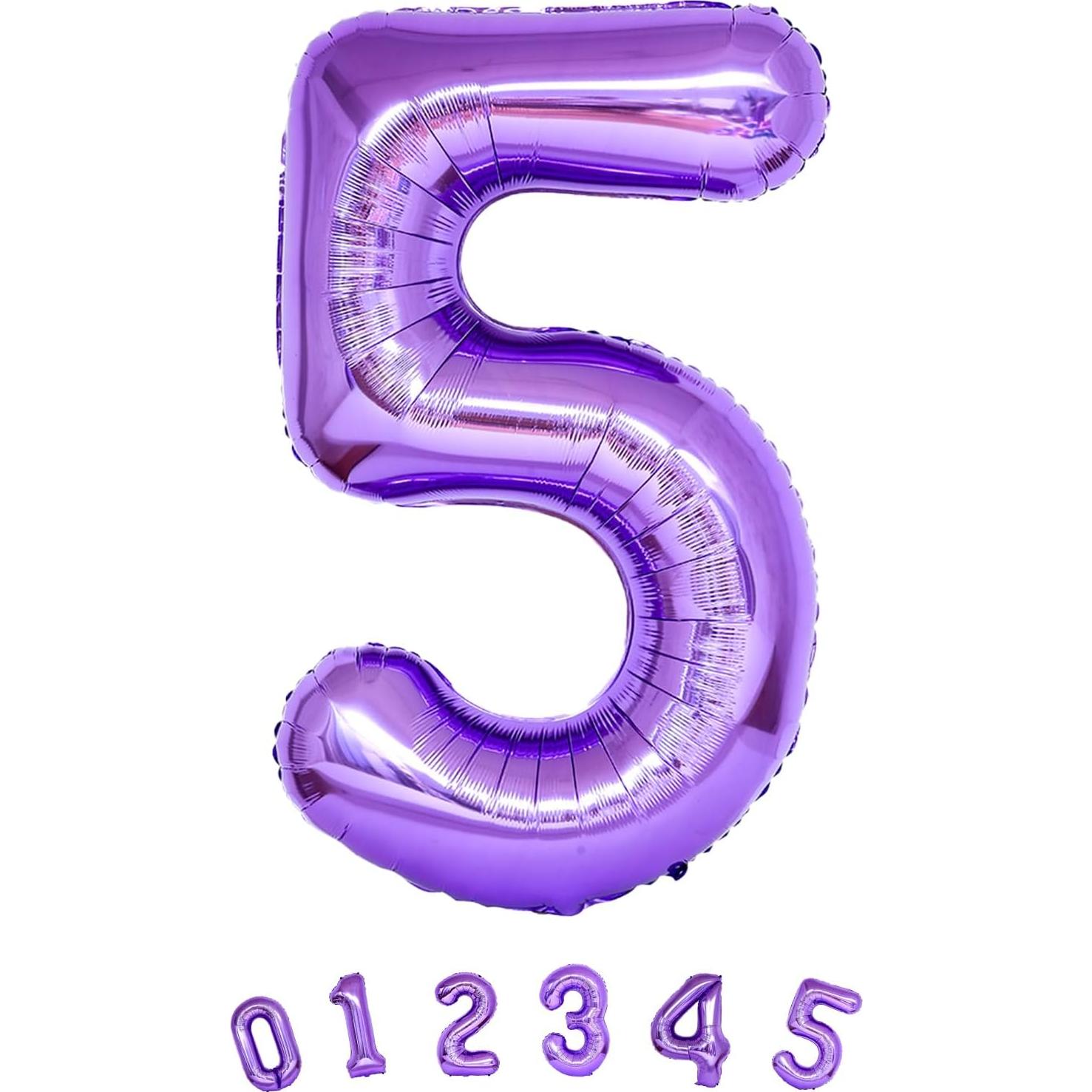 Globo de Número 5 Púrpura 101,6 cm Autoinflado Isndare