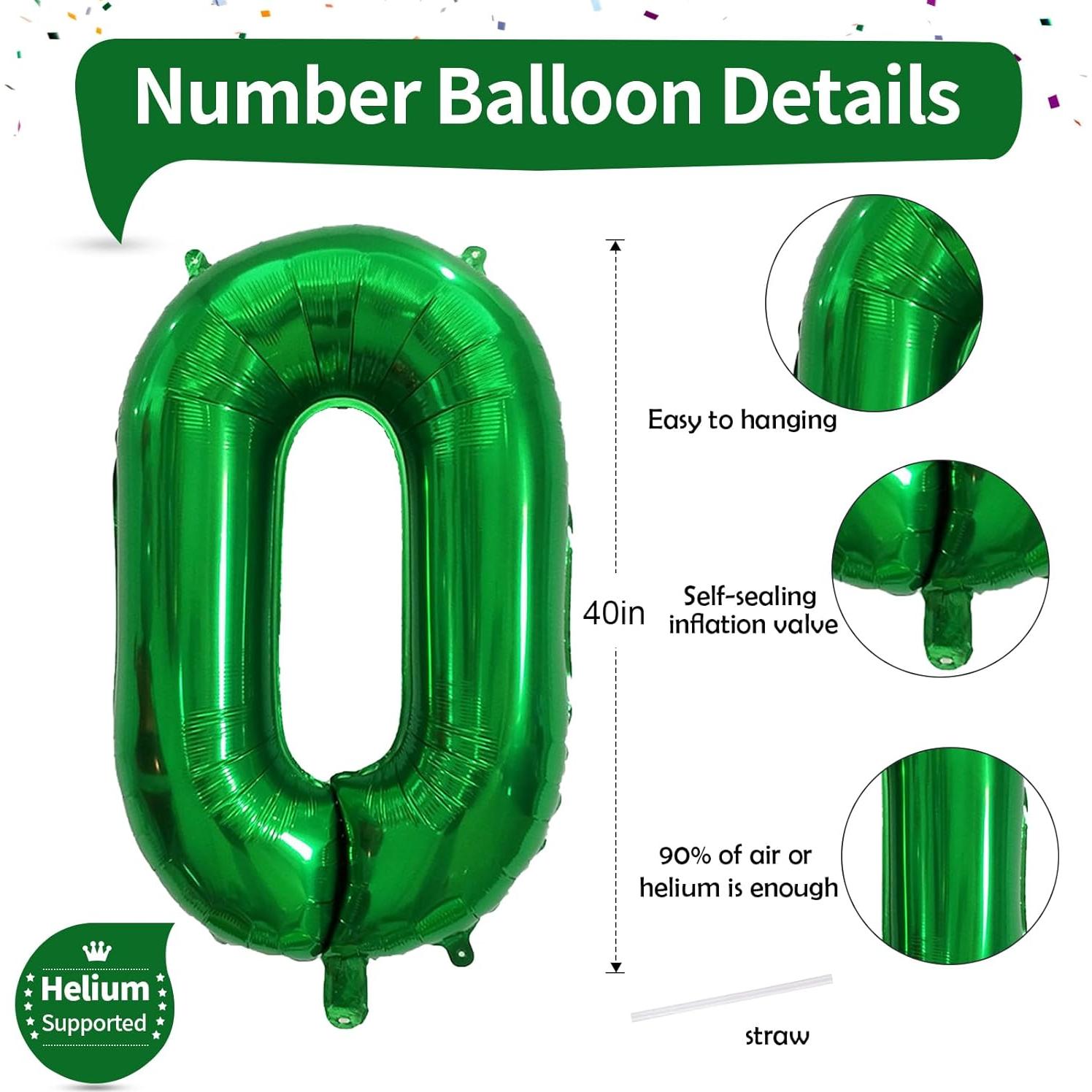 Globo de Número 0 Verde Oscuro 101,6 cm para Fiestas