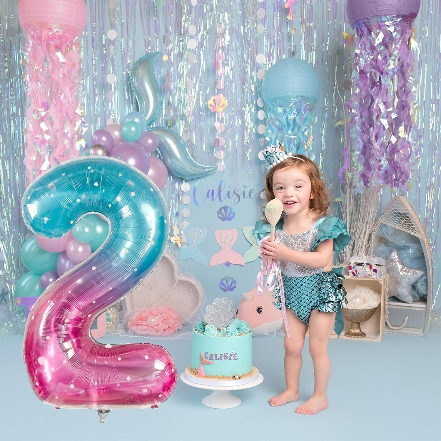 Globo Número 2 Sirena 101,6 cm Arcoíris Mylar Decoración