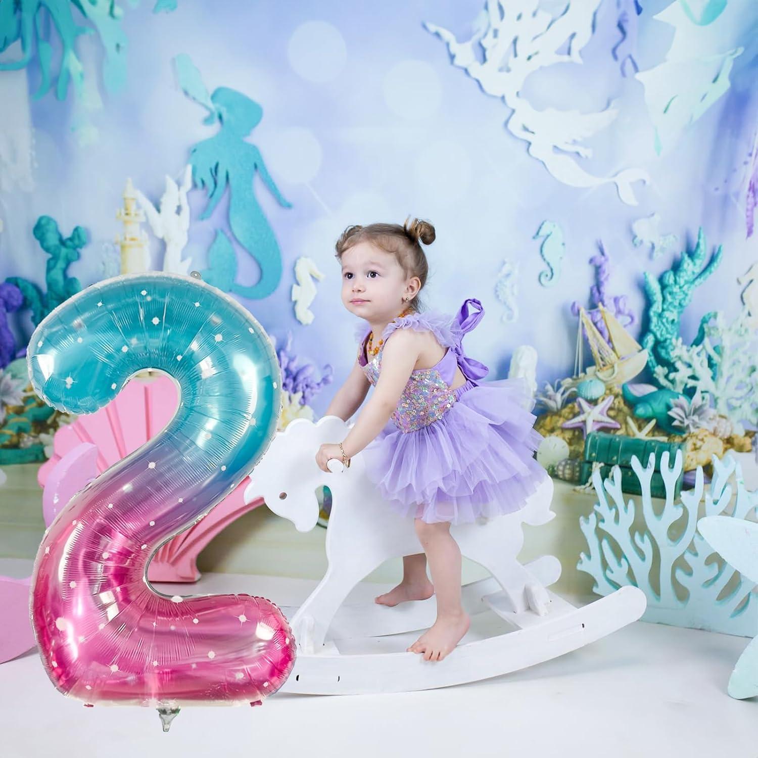 Globo Número 2 Sirena 101,6 cm Arcoíris Mylar Decoración
