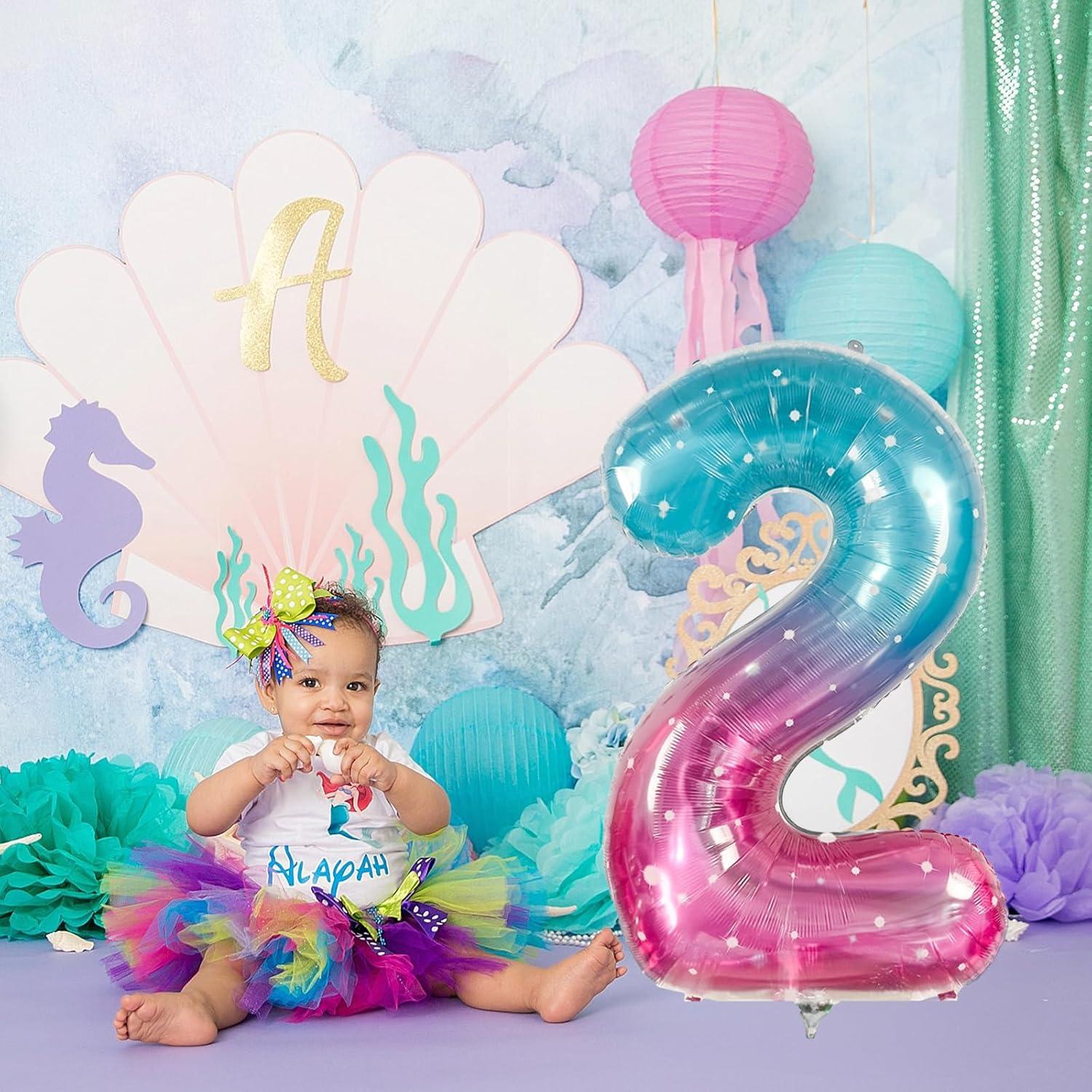 Globo Número 2 Sirena 101,6 cm Arcoíris Mylar Decoración