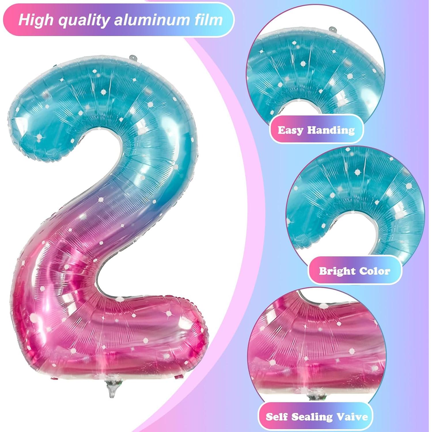 Globo Número 2 Sirena 101,6 cm Arcoíris Mylar Decoración