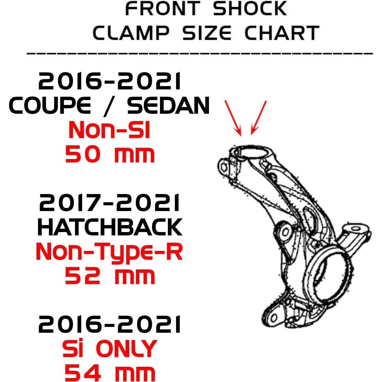 Kit de Suspensión Coilovers Godspeed MMX3790-52 para Honda Civic 2017-2021
