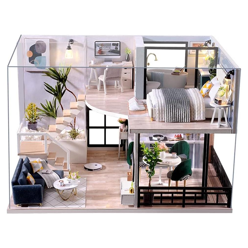 Casa de Muñecas DIY CUTEBEE Tiempo Acogedor con Muebles