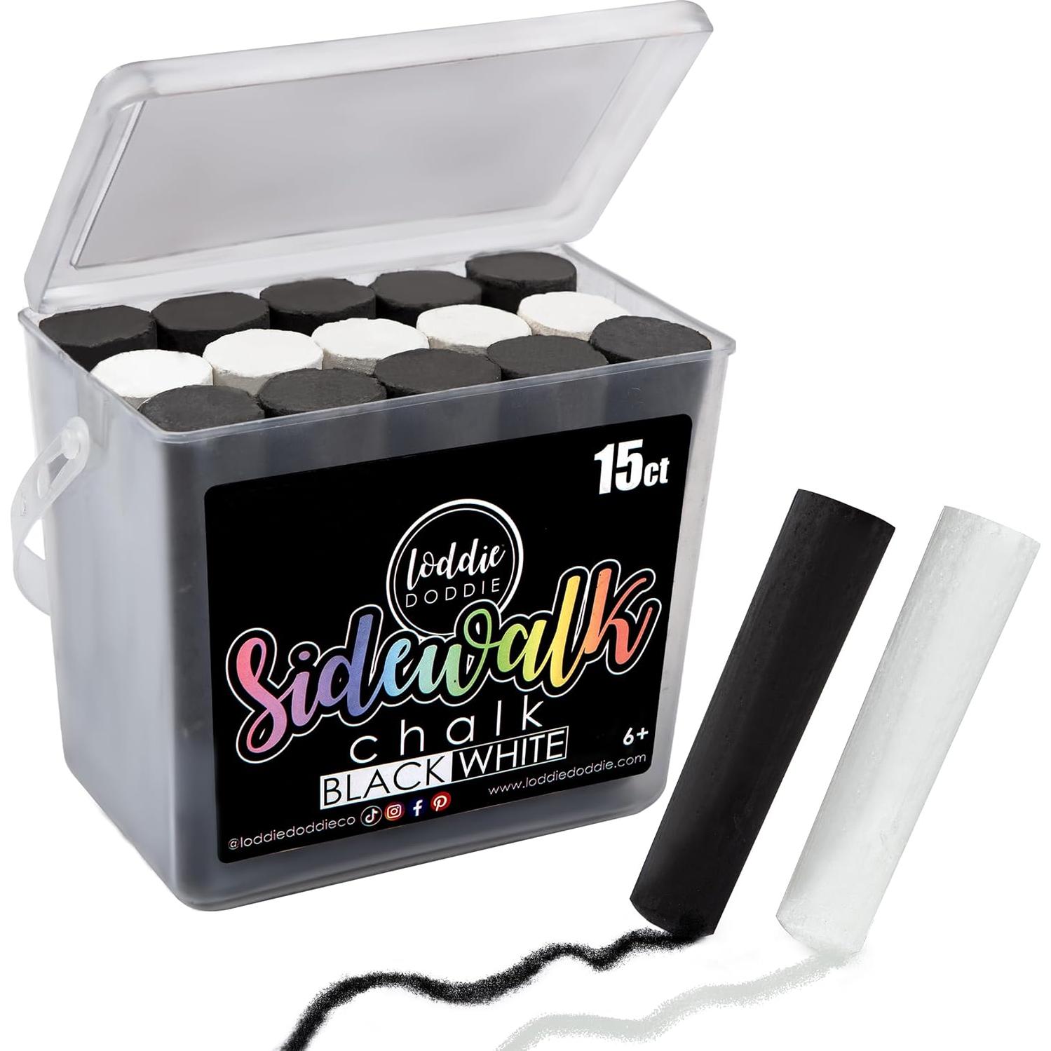 Cubo de 15 tizas jumbo Loddie Doddie negras y blancas