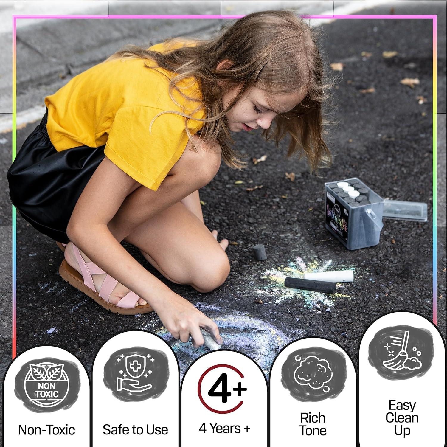 Cubo de 15 tizas jumbo Loddie Doddie negras y blancas