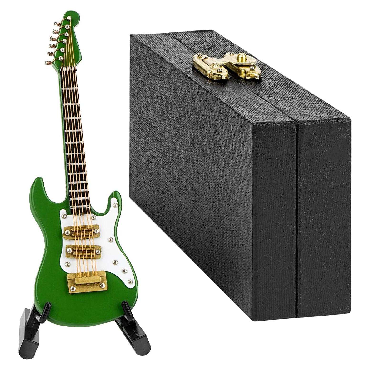 Guitarra Miniatura Musiin Verde con Soporte y Estuche