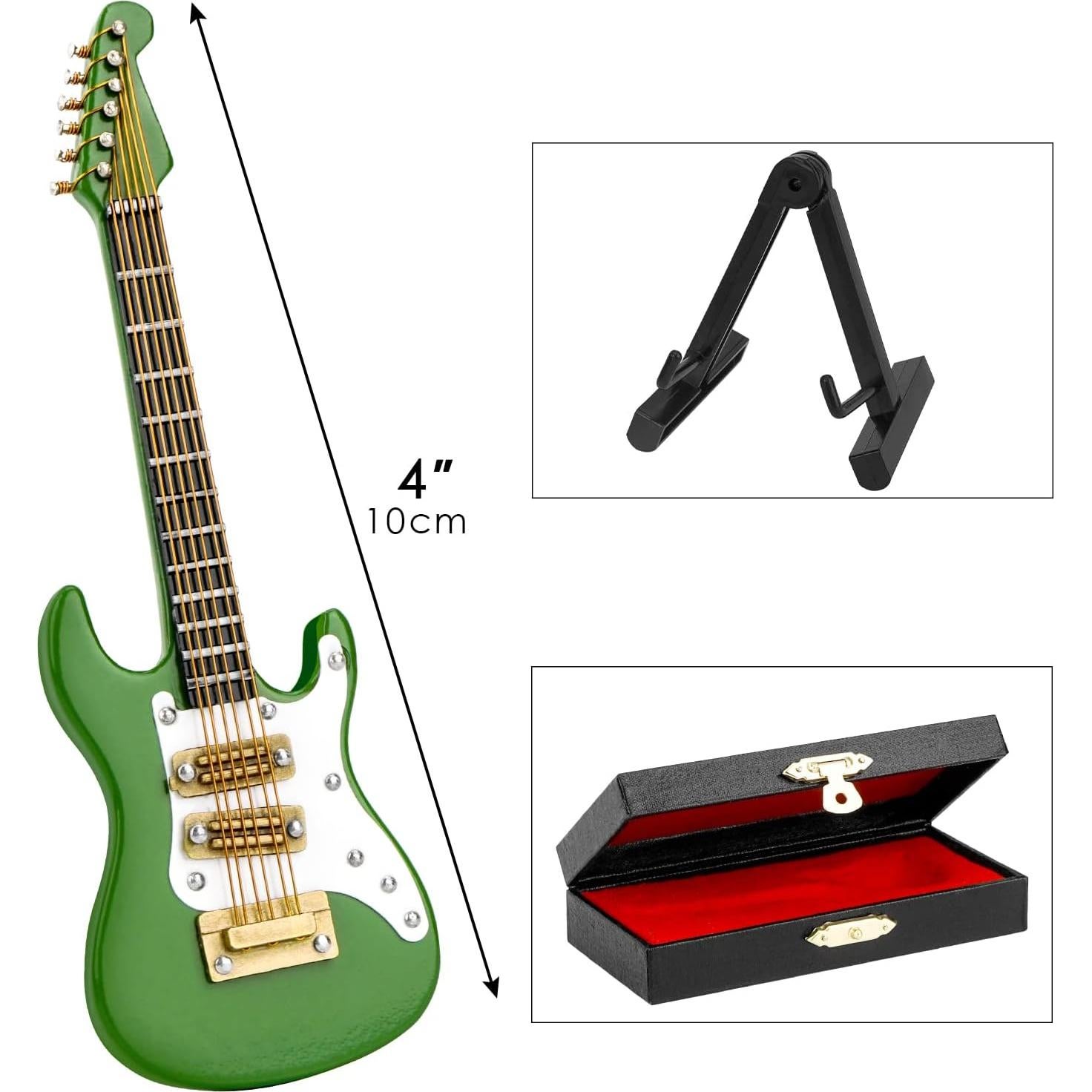 Guitarra Miniatura Musiin Verde con Soporte y Estuche