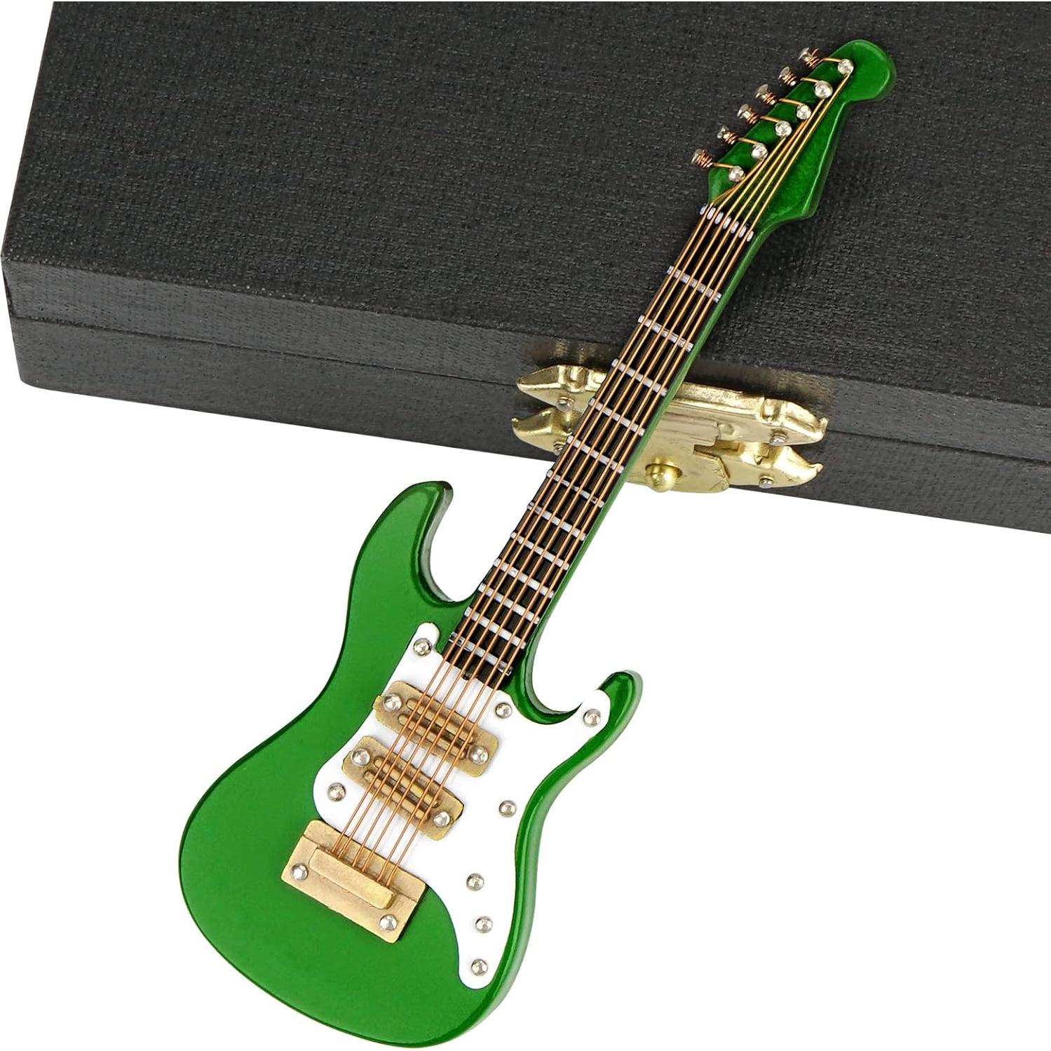 Guitarra Miniatura Musiin Verde con Soporte y Estuche