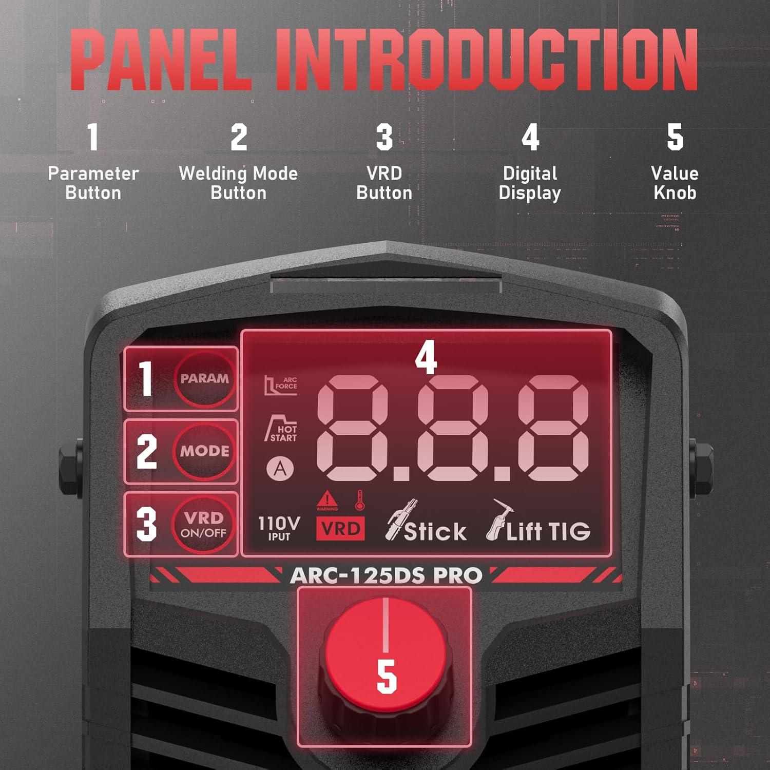 Soldador de Varilla YESWELDER ARC-125DS 125A LED Portátil