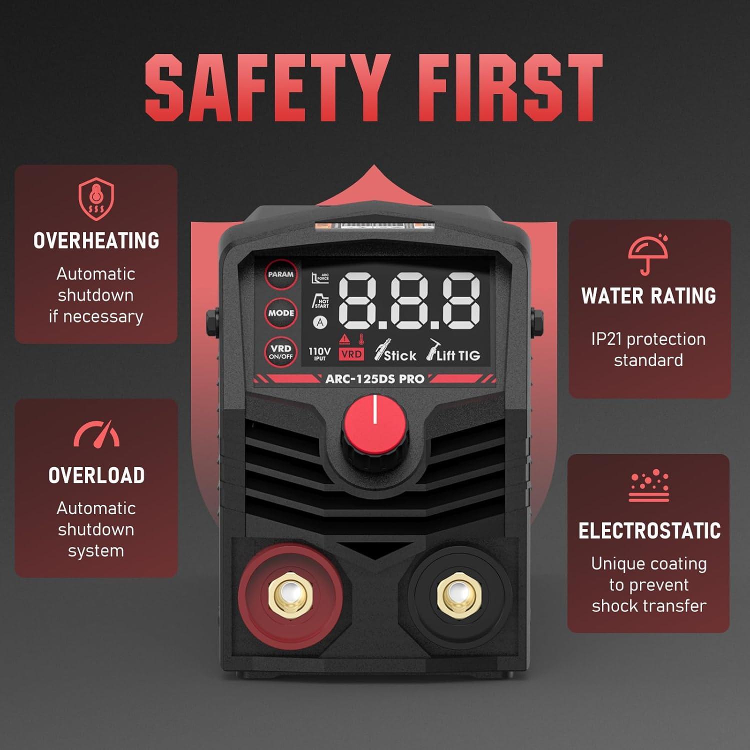 Soldador de Varilla YESWELDER ARC-125DS 125A LED Portátil