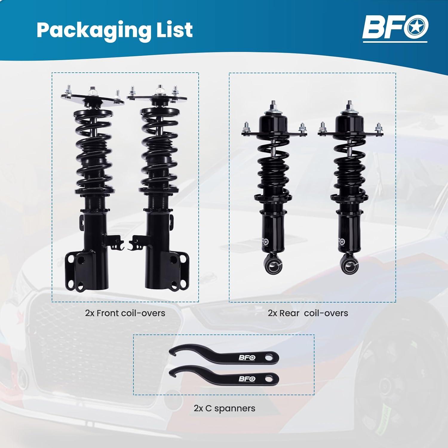Coilovers BFO Ajustables para Toyota Corolla y Matrix 2009-2019