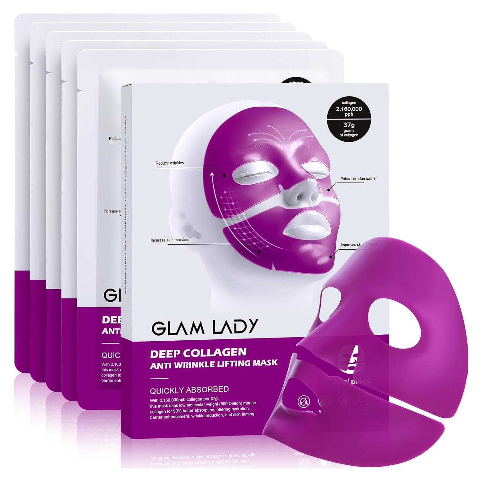 Mascarilla Facial Bio-Colágeno Glam Lady 37g Hidratante Antienvejecimiento