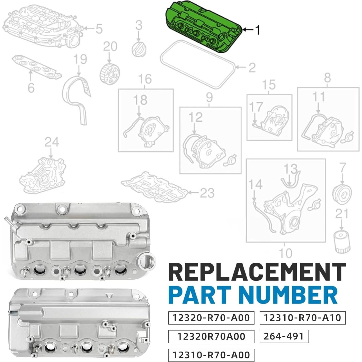 Cubierta de Válvula Motor Aluminio Aumzong Honda Acura 3.5L