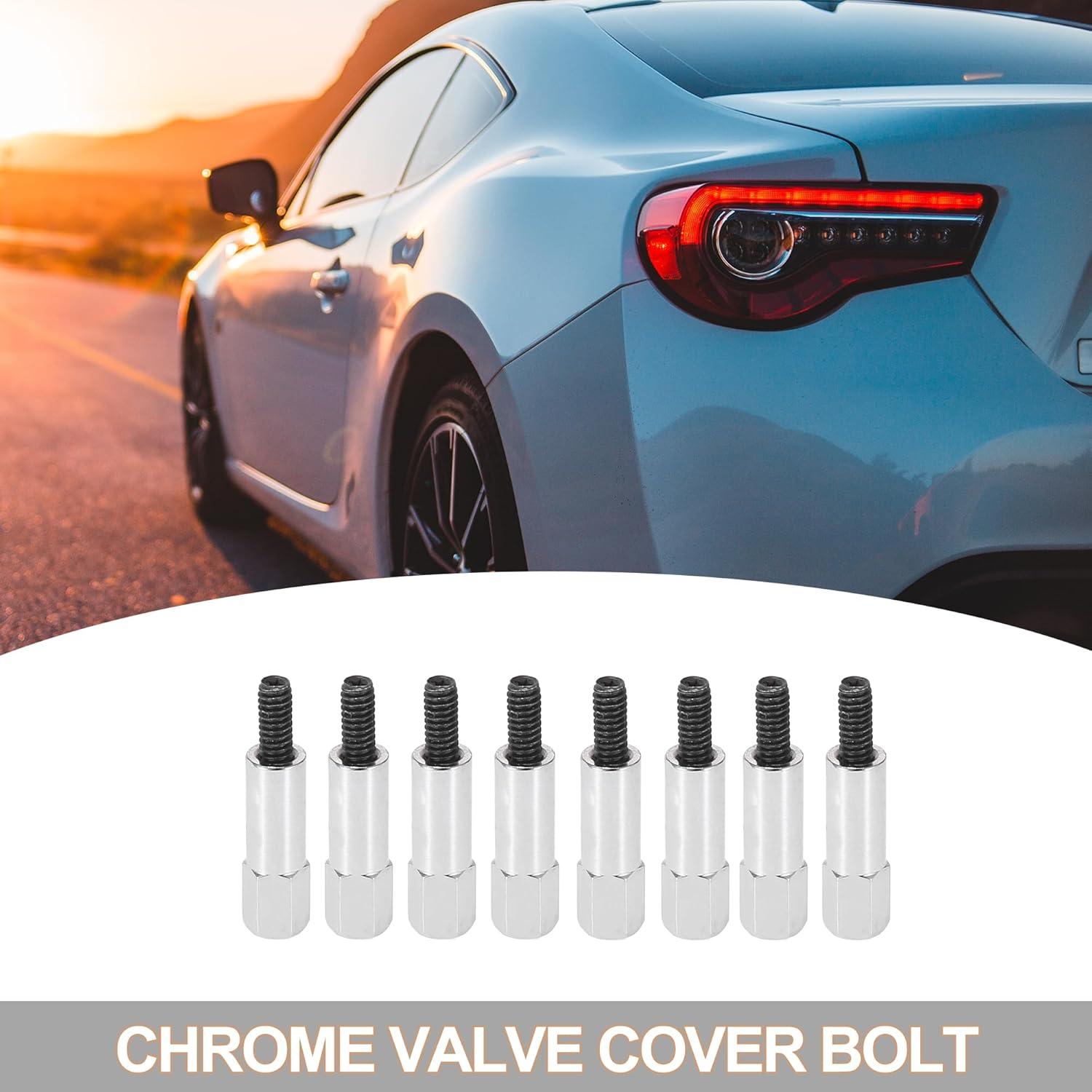 Tornillos de Cubierta de Válvula Cromados X AUTOHAUX 8pcs para Chevy y Ford