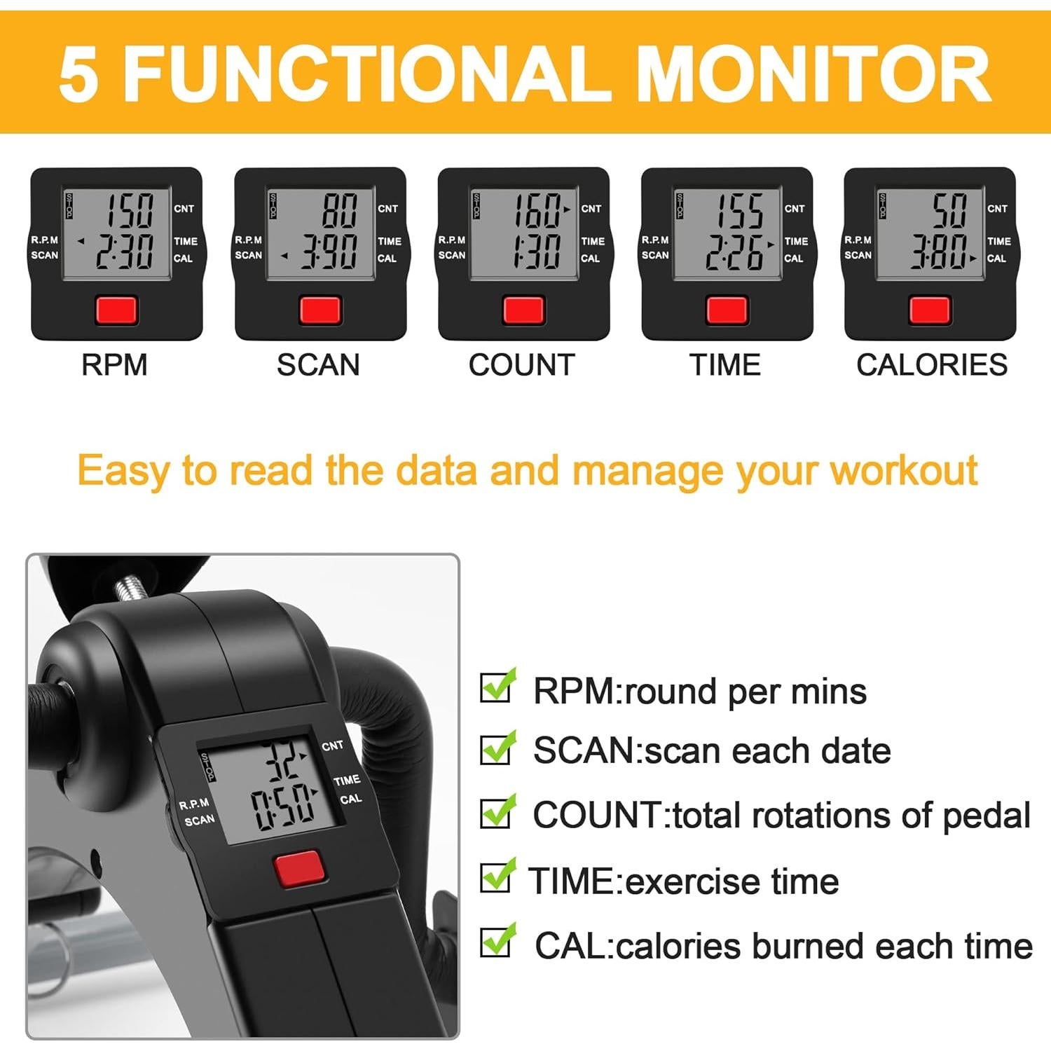 MOMODA Mini Bicicleta Ejercitador Peddler Plegable LCD