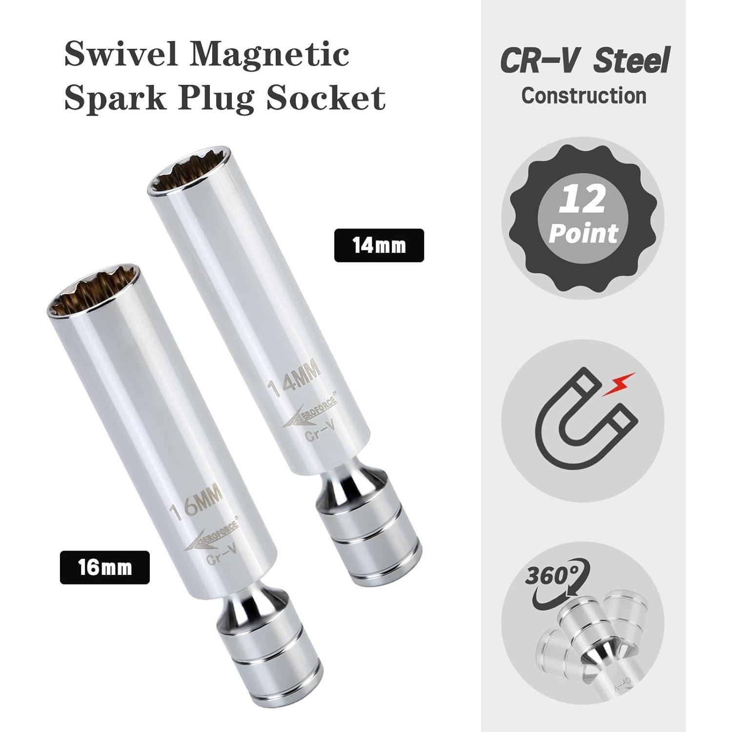 Set de 14 Piezas de Bujías Magnéticas AEROFORCE 3/8"