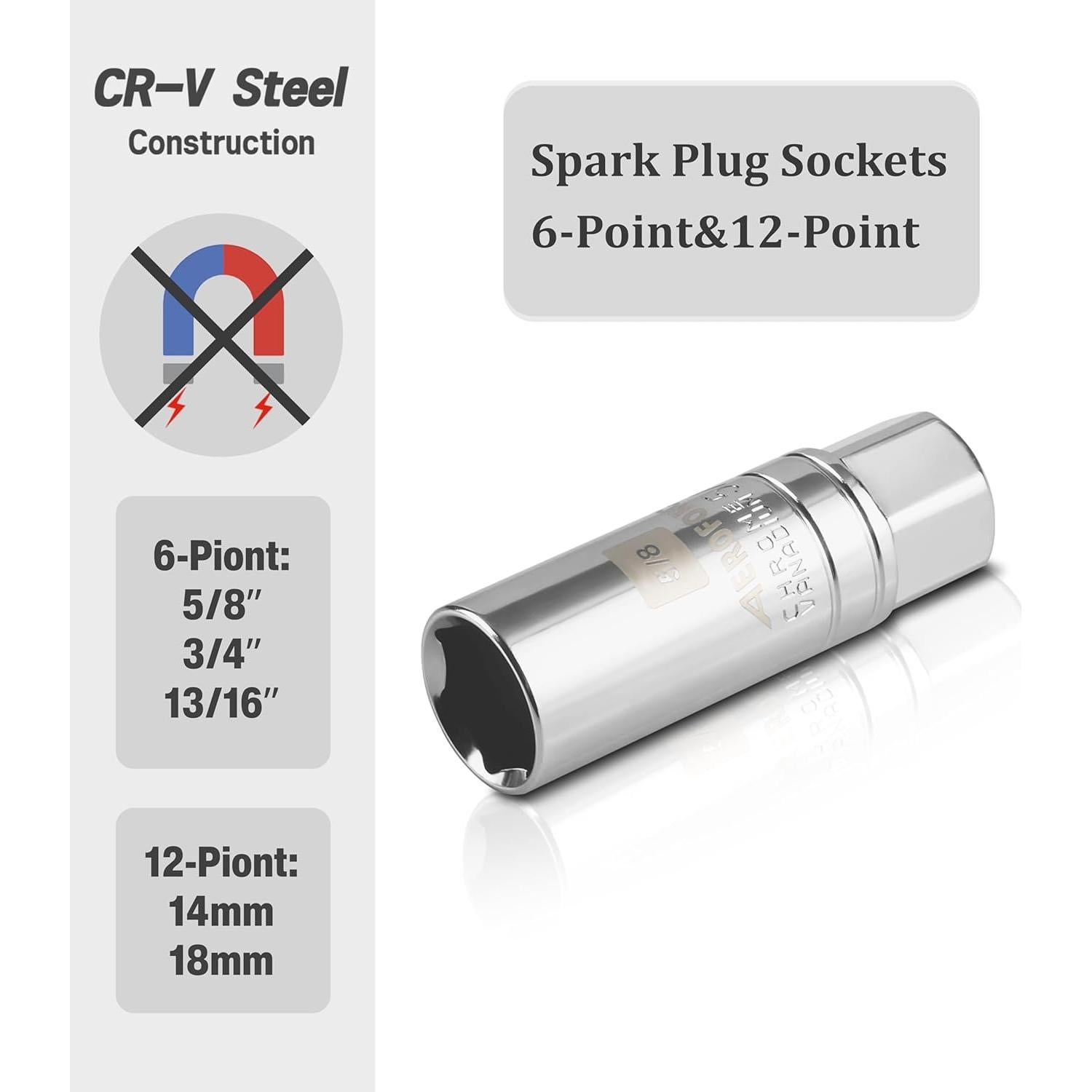 Set de 14 Piezas de Bujías Magnéticas AEROFORCE 3/8"