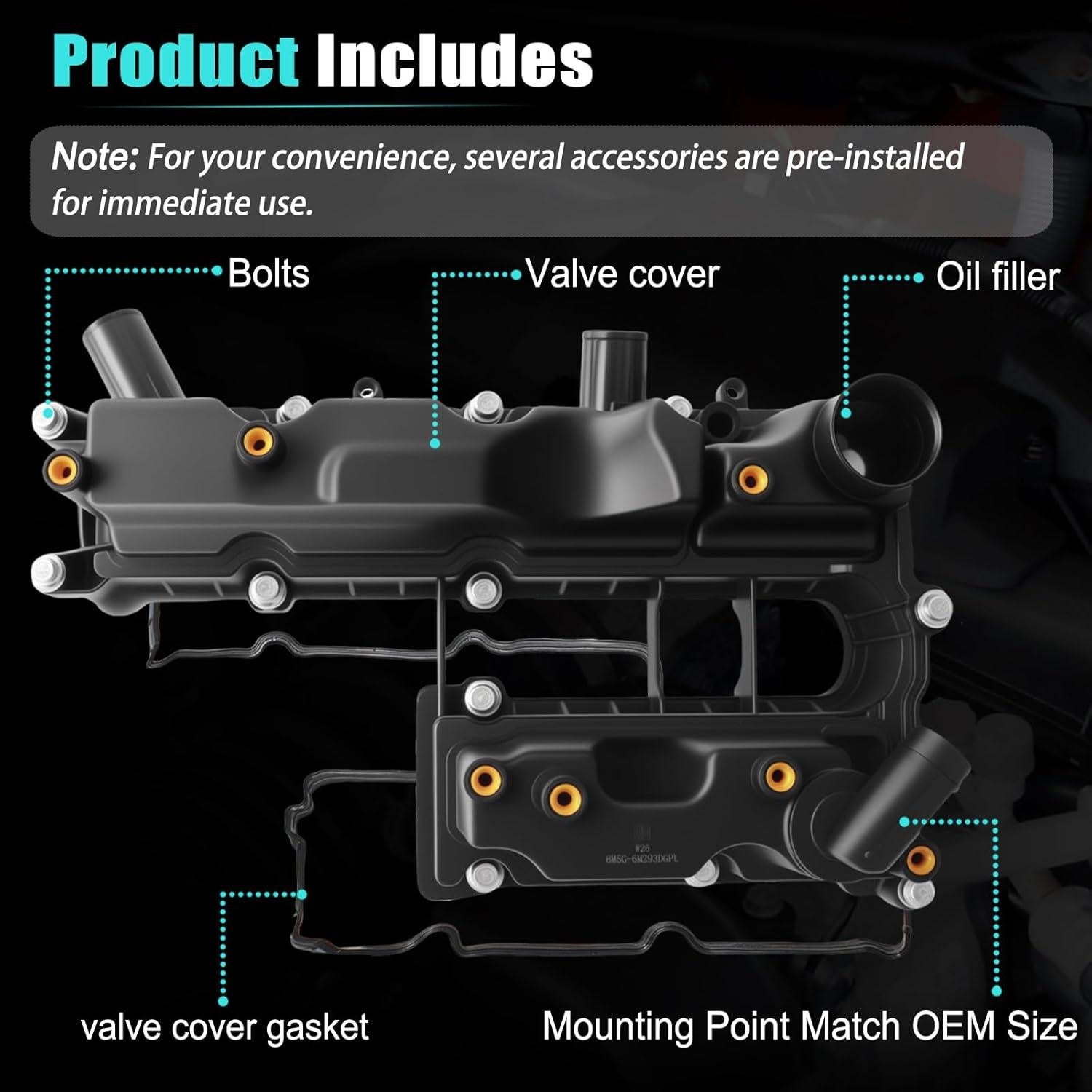 Cubierta de Válvula de Motor AUCERAMIC para Ford 1.6L L4